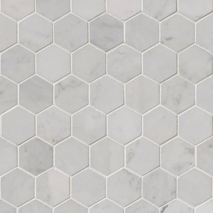 MSI Carrara White Hexagon 12 in. x 12 in. x 10 mm Polished Marble Mesh-Mounted Mosaic Floor and Wall Tile (10 sq. ft. / Case)