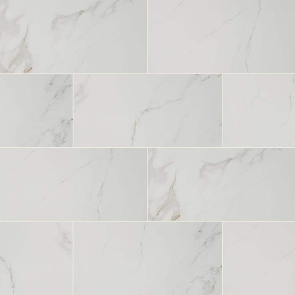 MSI Carrara White 12 in. x 24 in. Matte Porcelain Stone Look Floor and Wall Tile (16 sq. ft. /Case)