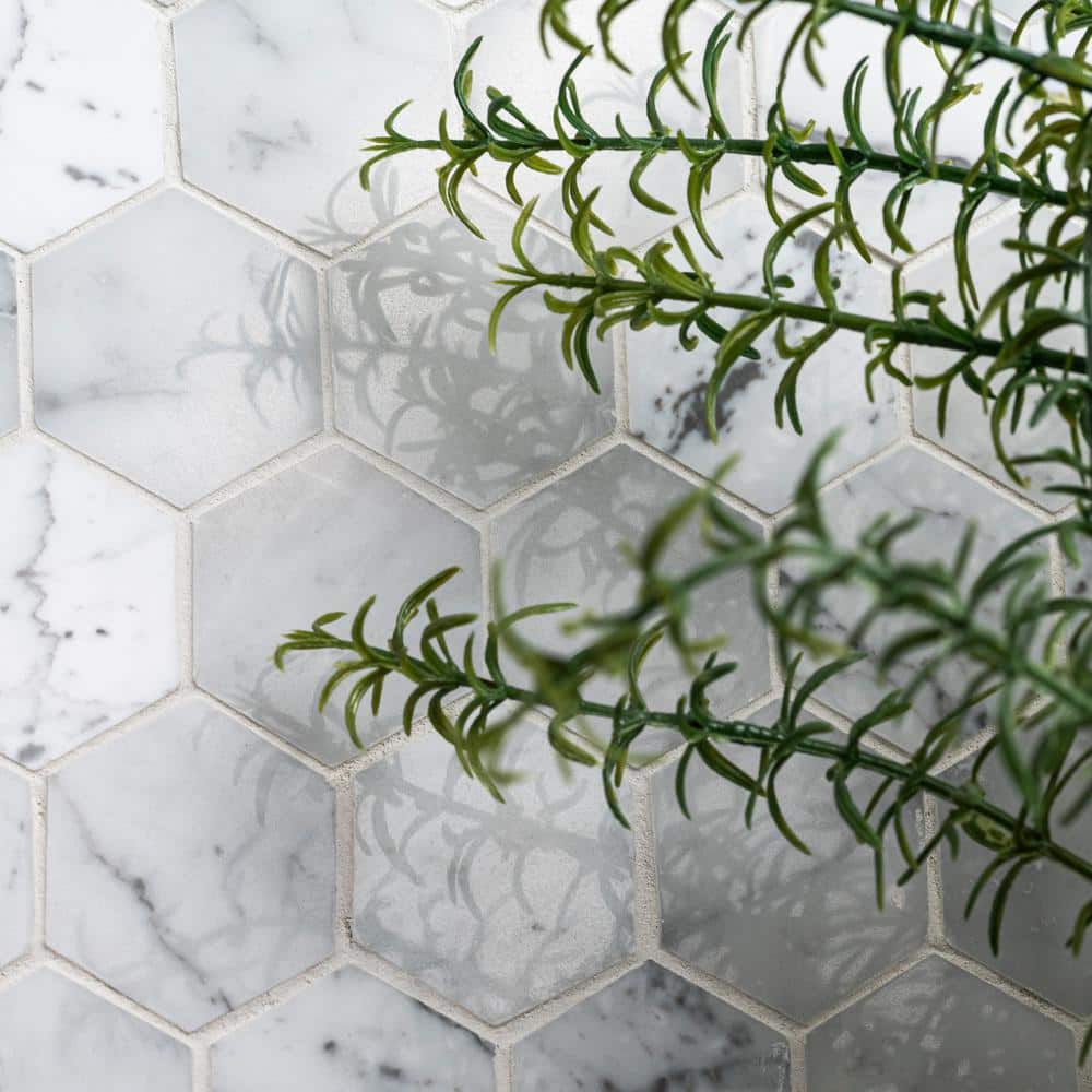 MSI Carrara White Hexagon 12 in. x 12 in. x 10 mm Polished Marble Mesh-Mounted Mosaic Floor and Wall Tile (10 sq. ft. / Case)
