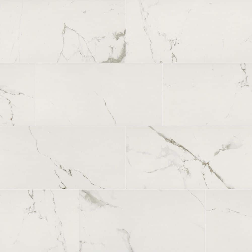 MSI Carrara White 12 in. x 24 in. Matte Porcelain Stone Look Floor and Wall Tile (16 sq. ft. /Case)