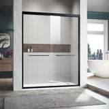 CASAINC 50-54 in. W x 72 in. H Sliding Adjustable Semi-Frameless Shower Door in Matte Black with Thick Clear Tempered Glass