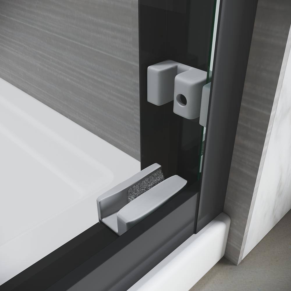 CASAINC 50-54 in. W x 72 in. H Sliding Adjustable Semi-Frameless Shower Door in Matte Black with Thick Clear Tempered Glass