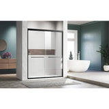CASAINC 50-54 in. W x 72 in. H Sliding Adjustable Semi-Frameless Shower Door in Matte Black with Thick Clear Tempered Glass