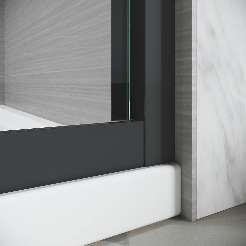 CASAINC 44-48 in. W x 72 in. H Sliding Adjustable Semi-Frameless Shower Door in Matte Black with Thick Clear Tempered Glass