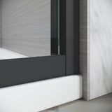 CASAINC 44-48 in. W x 72 in. H Sliding Adjustable Semi-Frameless Shower Door in Matte Black with Thick Clear Tempered Glass