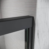 CASAINC 44-48 in. W x 72 in. H Sliding Adjustable Semi-Frameless Shower Door in Matte Black with Thick Clear Tempered Glass