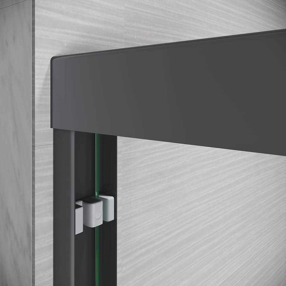 CASAINC 44-48 in. W x 72 in. H Sliding Adjustable Semi-Frameless Shower Door in Matte Black with Thick Clear Tempered Glass