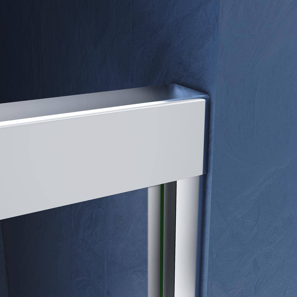 CASAINC 56-60 in. W x 72 in. H Sliding Adjustable Semi-Frameless Shower Door in Chrome with Thick Clear Tempered Glass