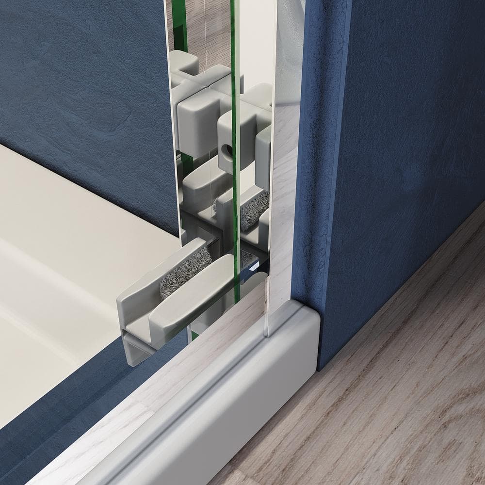 CASAINC 56-60 in. W x 72 in. H Sliding Adjustable Semi-Frameless Shower Door in Chrome with Thick Clear Tempered Glass