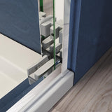 CASAINC 56-60 in. W x 72 in. H Sliding Adjustable Semi-Frameless Shower Door in Chrome with Thick Clear Tempered Glass