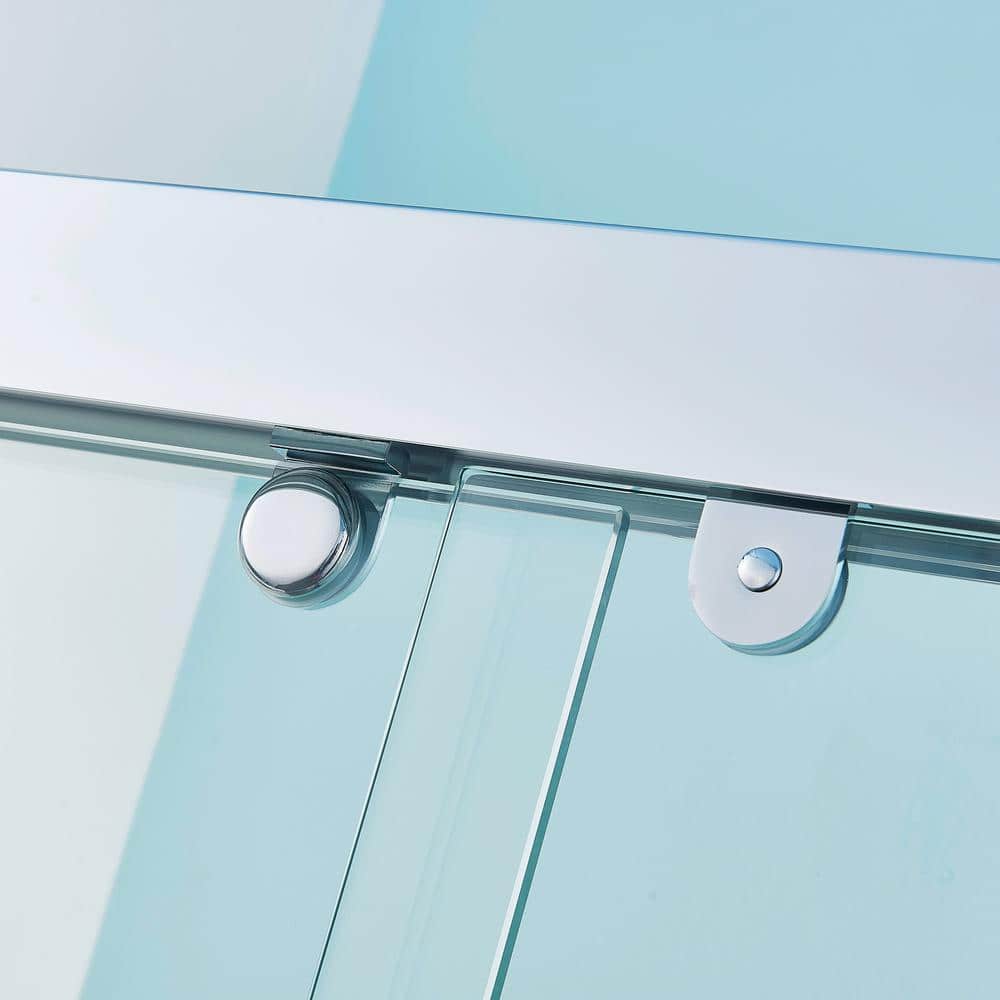 CASAINC 44-48 in. W x 75 in. H Double Sliding Aluminum Alloy Frame Shower Door in Chrome with 5/16 in. Clear Glass