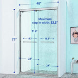 CASAINC 44-48 in. W x 75 in. H Double Sliding Aluminum Alloy Frame Shower Door in Chrome with 5/16 in. Clear Glass