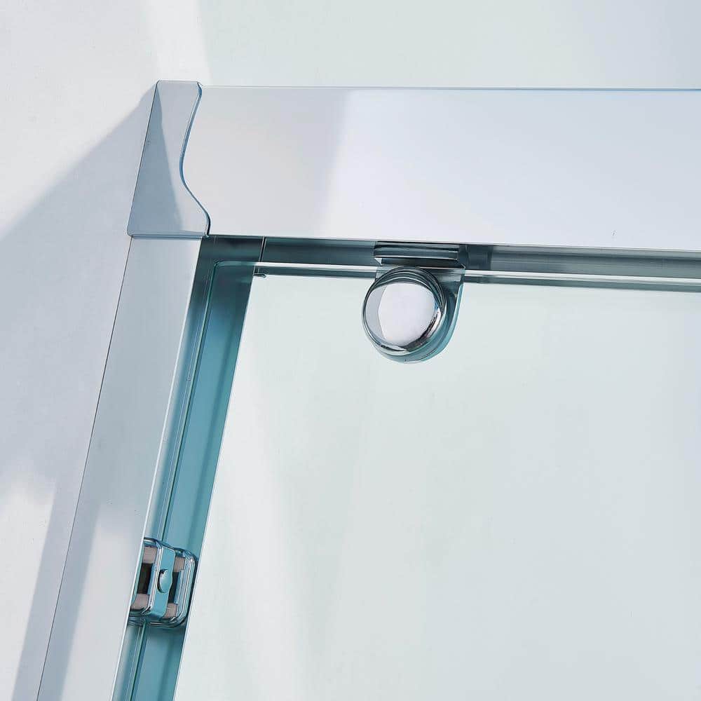 CASAINC 44-48 in. W x 75 in. H Double Sliding Aluminum Alloy Frame Shower Door in Chrome with 5/16 in. Clear Glass