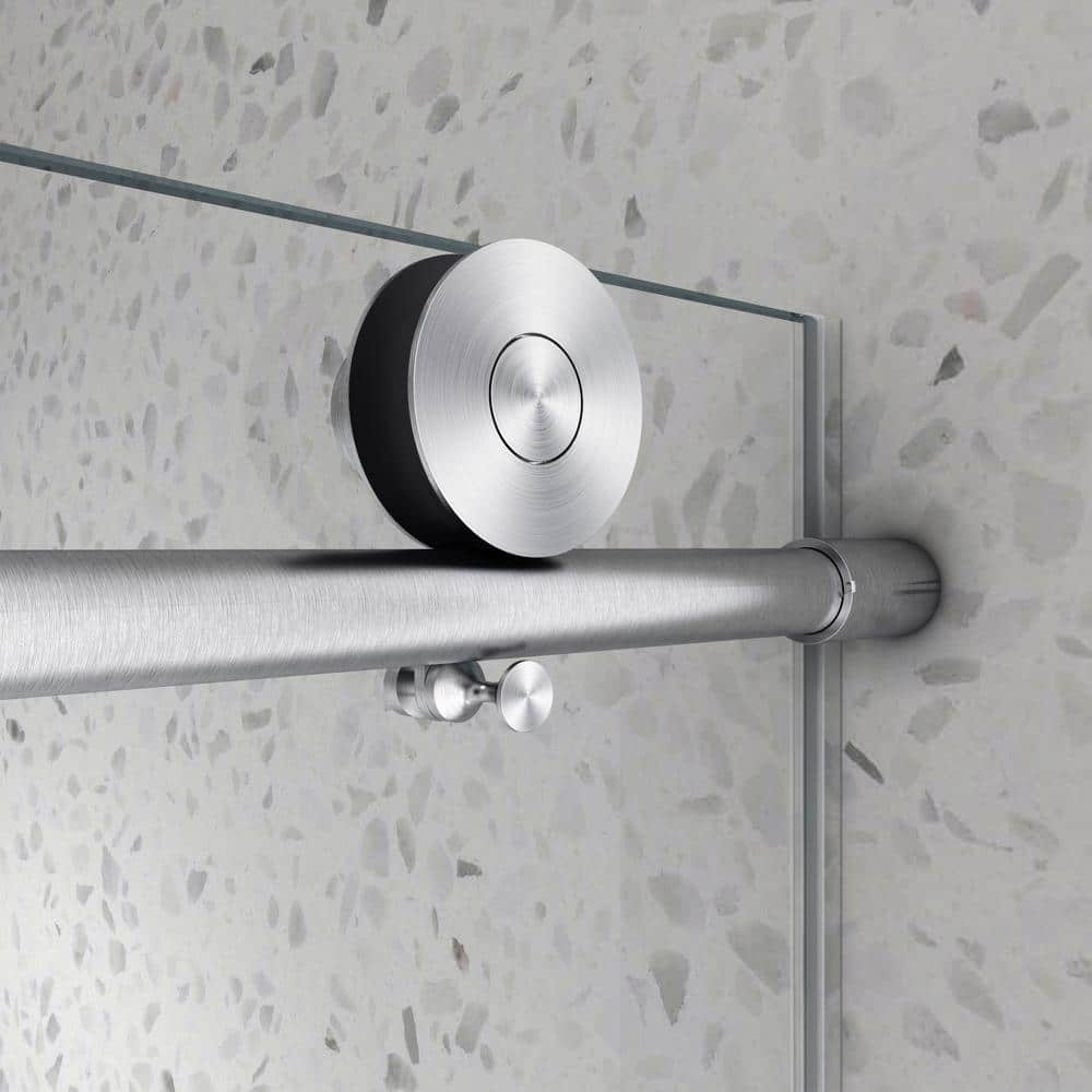 CASAINC 60 in. W x 76 in. H Frameless Shower Door Stainless Steel in Brushed Nickel with Adjustable Soft Closing Function