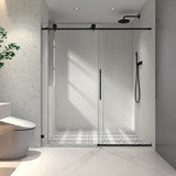 CASAINC 60 in. W x 76 in. H Frameless Shower Door Stainless Steel in Brushed Nickel with Adjustable Soft Closing Function