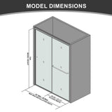 CASAINC 48 in. W x 72 in. H Framed Sliding Shower Door in Black with Tempered Glass