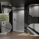 CASAINC 48 in. W x 72 in. H Framed Sliding Shower Door in Black with Tempered Glass