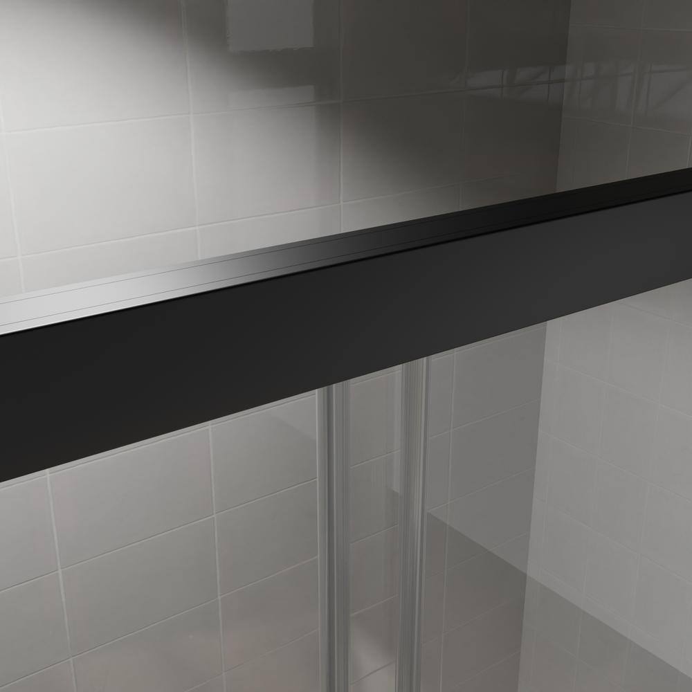 CASAINC 48 in. W x 72 in. H Framed Sliding Shower Door in Black with Tempered Glass