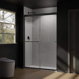 CASAINC 48 in. W x 72 in. H Framed Sliding Shower Door in Black with Tempered Glass