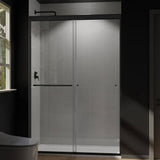 CASAINC 48 in. W x 72 in. H Framed Sliding Shower Door in Black with Tempered Glass