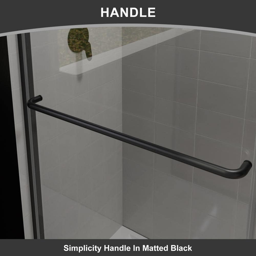 CASAINC 48 in. W x 72 in. H Framed Sliding Shower Door in Black with Tempered Glass