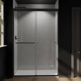 CASAINC 48 in. W x 72 in. H Framed Sliding Shower Door in Black with Tempered Glass