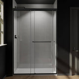 CASAINC 48 in. W x 72 in. H Framed Sliding Shower Door in Black with Tempered Glass