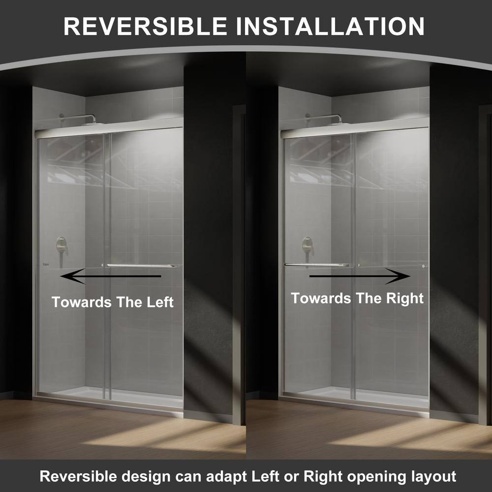 CASAINC 48 in. W x 72 in. H Framed Sliding Shower Door in Brushed Nickel with Tempered Glass