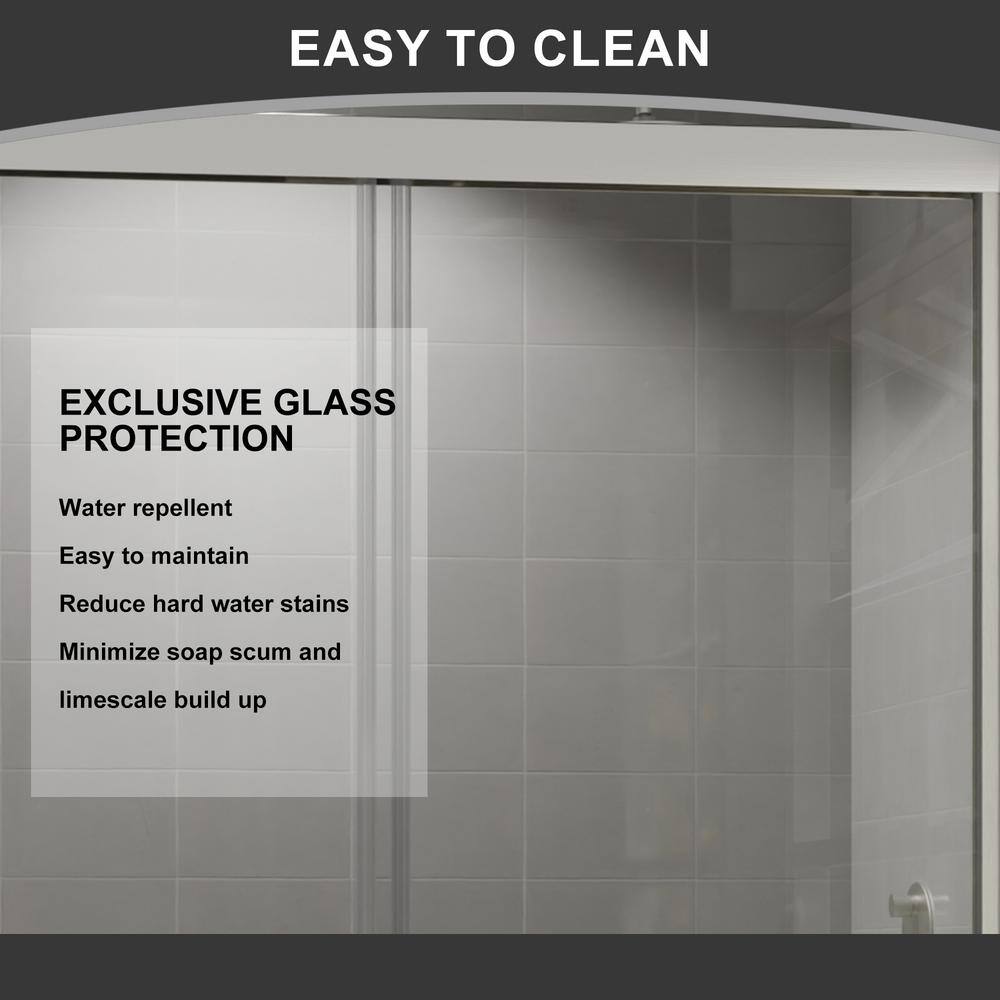 CASAINC 48 in. W x 72 in. H Framed Sliding Shower Door in Brushed Nickel with Tempered Glass