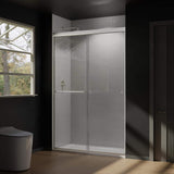 CASAINC 48 in. W x 72 in. H Framed Sliding Shower Door in Brushed Nickel with Tempered Glass
