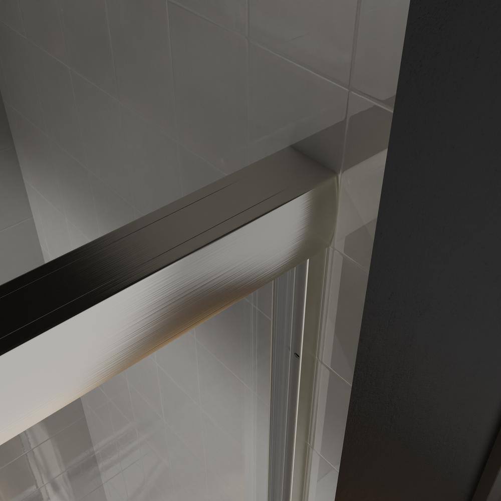 CASAINC 48 in. W x 72 in. H Framed Sliding Shower Door in Brushed Nickel with Tempered Glass