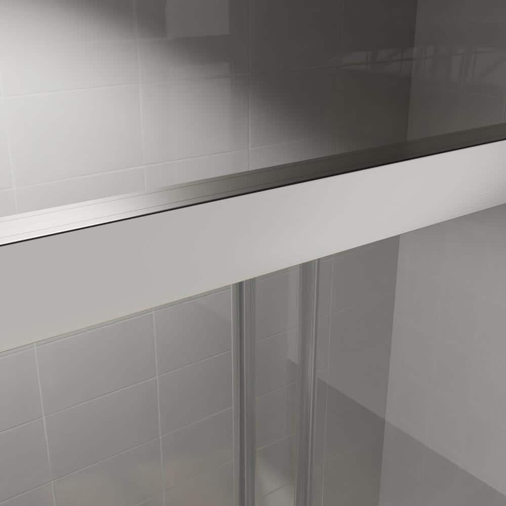 CASAINC 48 in. W x 72 in. H Framed Sliding Shower Door in Brushed Nickel with Tempered Glass