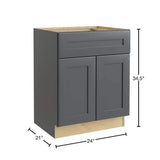 Home Decorators Collection Newport 24 in. W x 21 in. D x 34.5 in. H Assembled Plywood Sink Base Bath Cabinet in Deep Onyx with Soft Close