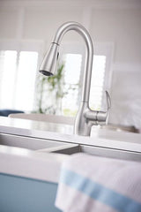 Kleo Single-Handle Pull-Down Sprayer Kitchen Faucet Power Clean in Spot Resist Stainless with Soap Dispenser