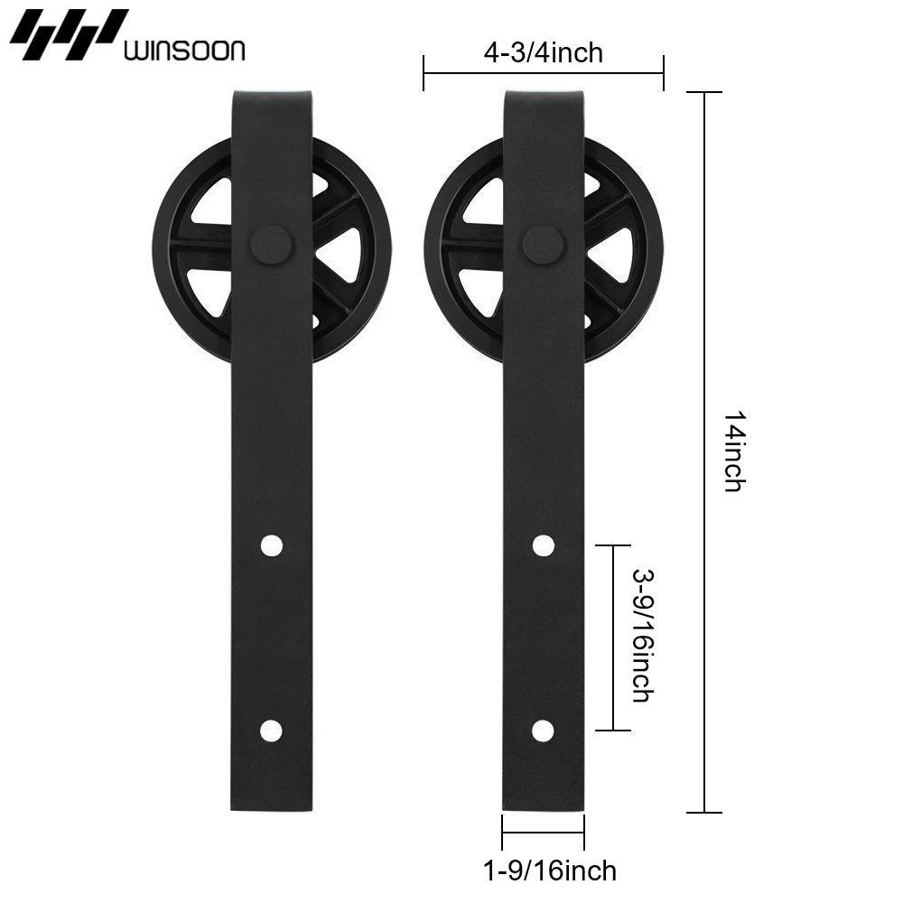 8 ft./96 in. Black Sliding Bypass Barn Door Hardware Track Kit for Double Doors with Non-Routed Floor Guide - Super Arbor