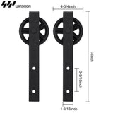 8 ft./96 in. Black Sliding Bypass Barn Door Hardware Track Kit for Double Doors with Non-Routed Floor Guide - Super Arbor