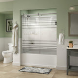 Simplicity 60 x 58-3/4 in. Frameless Contemporary Sliding Bathtub Door in Nickel with Rain Glass - Super Arbor