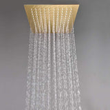 Shower System Wall Mounted with 10 in. Square Rainfall Shower head and Handheld Shower Head Set, Brushed Gold - Super Arbor