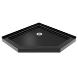 Prism Plus 36 in. x 36 in. x 74.75 in. Semi-Frameless Neo-Angle Hinged Shower Enclosure in Satin Black with Shower Base - Super Arbor