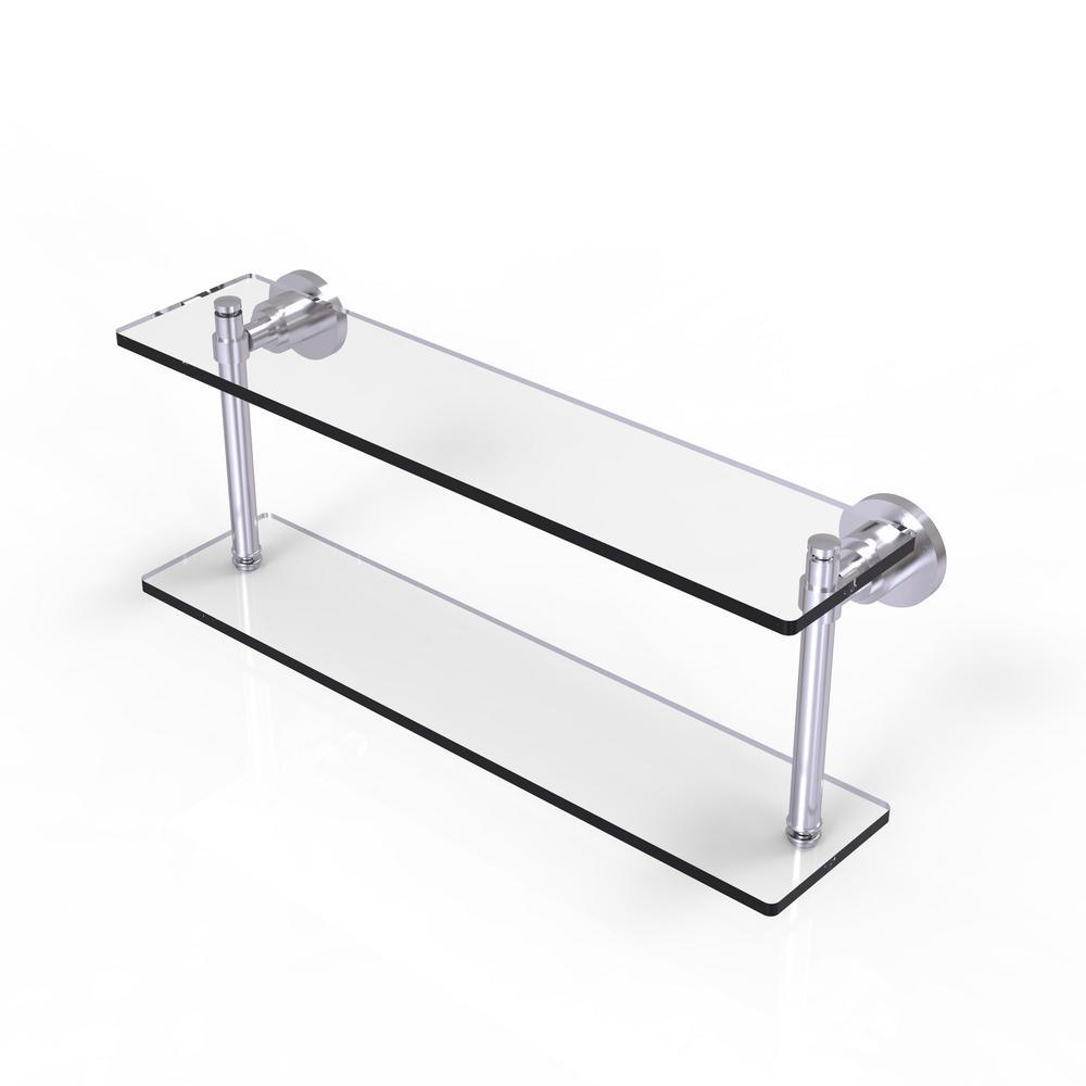 Washing Square Collection 22 in. 2-Tiered Glass Shelf in Matte Black - Super Arbor