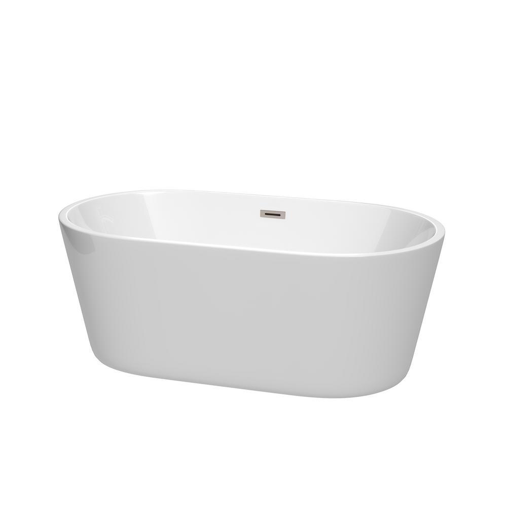 Carissa 60 in. Acrylic Flatbottom Bathtub in White with Matte Black Trim - Super Arbor