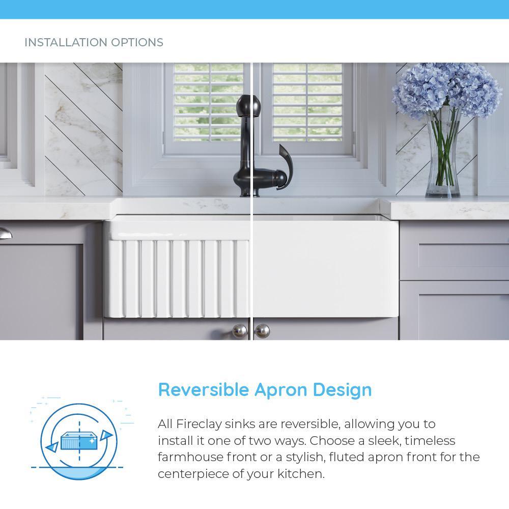 Farmhouse Apron Front Fireclay 33 in. 60/40 Double Bowl Kitchen Sink - Super Arbor