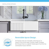 Farmhouse Apron Front Fireclay 33 in. 60/40 Double Bowl Kitchen Sink - Super Arbor