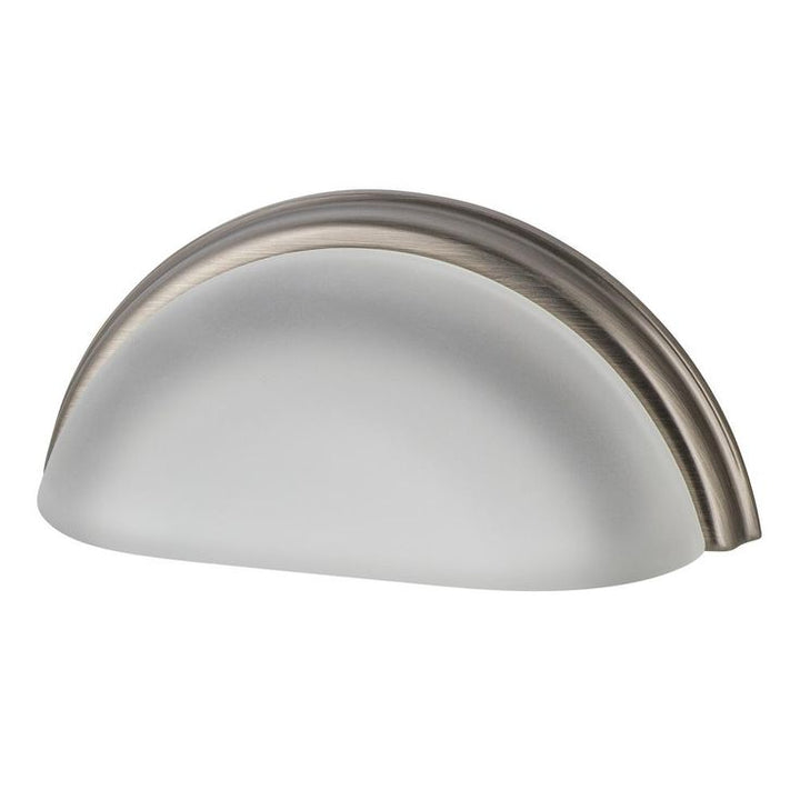 3 in. Center-to-Center Cup Crystal Frosted in Antique Pewter Drawer Pull