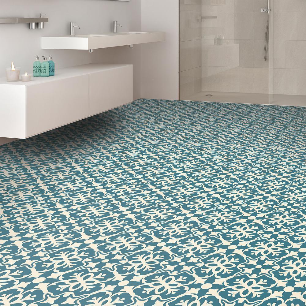 IVC Brooklyn Teal Residential Vinyl Sheet, Sold by 13.2 ft. Wide x Custom Length - Super Arbor
