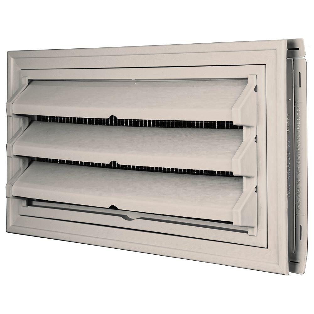 9-3/8 in. x 17-1/2 in. Foundation Vent Kit with Trim Ring and Optional Fixed Louvers (Galvanized Screen) in #048 Almond - Super Arbor