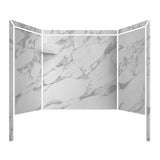 Elite 32 in. x 60 in. x 60 in. 9-Piece Easy Up Adhesive Tub Surround in Calacatta White - Super Arbor