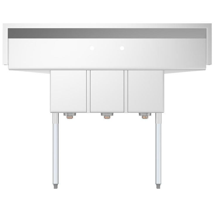 Freestanding Stainless Steel 54 in. 2-Hole Triple Bowl Commercial Kitchen Sink