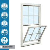 RELIABILT 150 Series New Construction 23-1/2-in x 35-1/2-in x 3-1/4-in Jamb White Vinyl Dual-pane Single Hung Window Half Screen Included