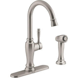 Arsdale Single-Handle Standard Kitchen Faucet with Swing Spout and Sidespray in Oil-Rubbed Bronze - Super Arbor